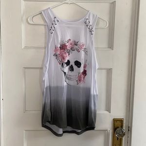 BONGO white tank with skull and roses